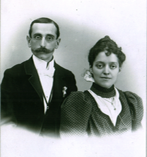 Minnie and Charles F. Berky on their wedding day, October 9, 1897